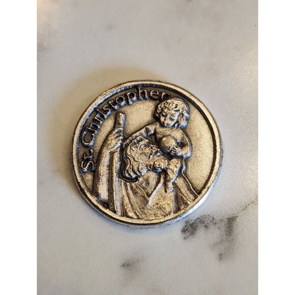 St. Christopher Patron Of Travelers Pocket Coin Token Medal - Picture 1 of 3